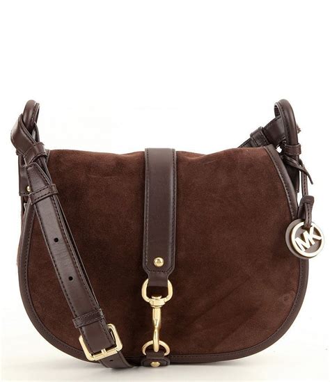 michael kors leather and suede saddle bag